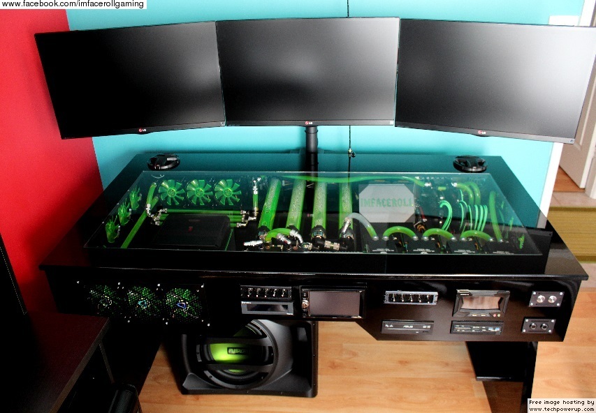 Gaming Pc Desk Case Off 75, Built In Desktop Table