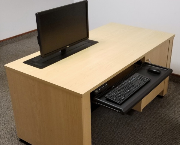 New 2020 Computer Desk With Recessed Monitor Computer Station