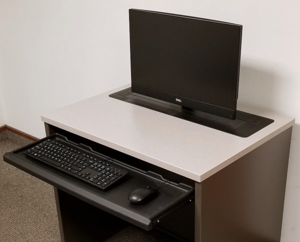 Computer Desk With Recessed Monitor, Downview Recessed Monitor Computer Desks
