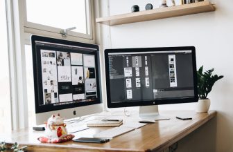 dual monitor computer desk office
