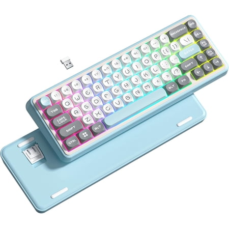 COSTOM Wireless Keyboard,60% Cream Mechanical Gaming Keyboard with Hot-Swap Connectors,RGB Keyboard for BT/2.4GHz/USB-C, PBT Keycaps, Pre-lubricated POM Switches