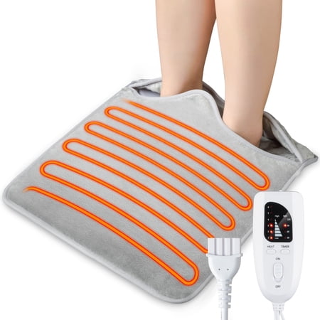 Electric Foot Warmer, Double Sided Heating Pad with 6 Levels Temp and 4 Timers, Under Desk, Office, Birthday Gifts, 16" x 16", 1 Pack
