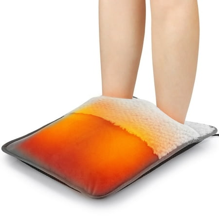 Electric Heated Foot Warmer for Feet, 14x12 Inch Heating Pad for Feet Relief Washable Non-Slip, Foot Warmers for Bed, Under Desk, Office, Birthday Christmas Gifts for Women Men(Grey)