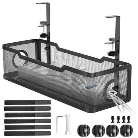 GIRACOA Under Desk Cable Management, Wire Organizer Box with Clamp No Drill for Office, Home(Black)