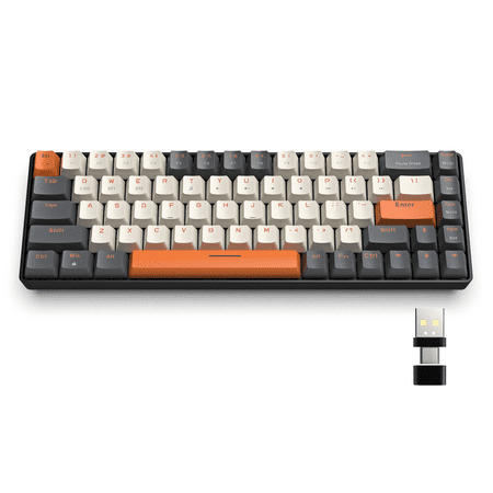 K68 60% Wireless Mechanical Keyboard, Bluetooth 5.0/2.4GHz 68 Keys Hot Swappable Red Switch for PC