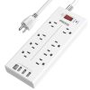 Ondog Power Strip Surge Protector 8-Outlet 4 USB 6ft Extension Cord