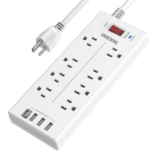 Ondog Power Strip Surge Protector 8-Outlet 4 USB 6ft Extension Cord