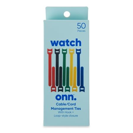 onn. Cable/Cord Management Ties, 50 Pieces