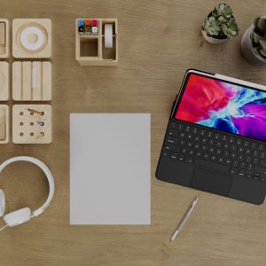 headphone stand wireless charging desk