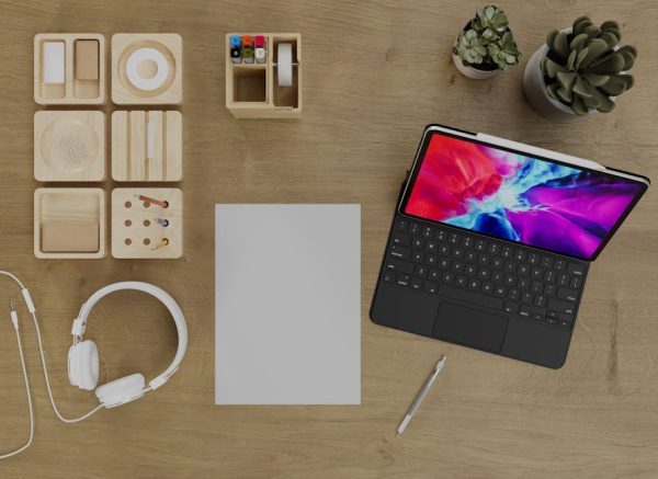 headphone stand wireless charging desk