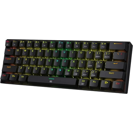 Redragon K630 Dragonborn 60% Wired RGB Gaming Keyboard, 61 Keys Compact Mechanical Keyboard with Linear Red Switch, Pro Driver Support, Black