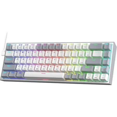Redragon K631 Gery 65% Wired RGB Gaming Keyboard, 68 Keys Hot-Swappable Compact Mechanical Keyboard