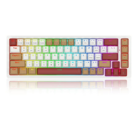 Redragon K677 Pro Rammus 60% Wireless RGB Mechanical Keyboard, BT/2.4Ghz/Wired 3-Mode 61 Keys Compact Gaming Keyboard w/Hot-Swap Socket, Free-Mod Plate Mounted PCB & Tactile Brown Switch