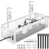 IRmm Under Desk Cable Management Tray White, No-Drill Clamp