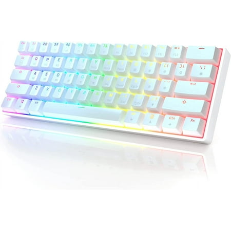 HK GAMING GK61 Mechanical Gaming Keyboard | 61 Keys RGB Backlit for PC/Mac ( White, Gateron Optical Blue)