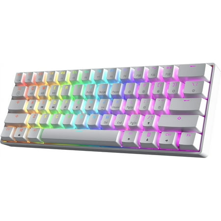 HK GAMING GK61 SE 60% | Mechanical Gaming Keyboard | 61 Keys Multi Color RGB LED Backlit for PC / Mac Gamer | ANSI US American Layout ( White , Mechanical Brown )